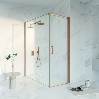 Fortifura Galeria Douchecabine - 70x160x200 - Profiel veiligheidsglas - antikalk - PVD - geborsteld koper