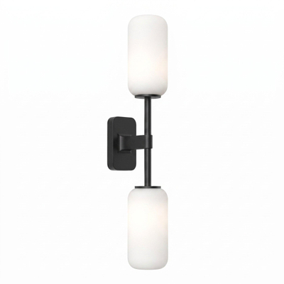 Astro Tacoma Twin Wandlamp/Plafondlamp - 230V - IP44 - cilinder - wit glas - mat zwart