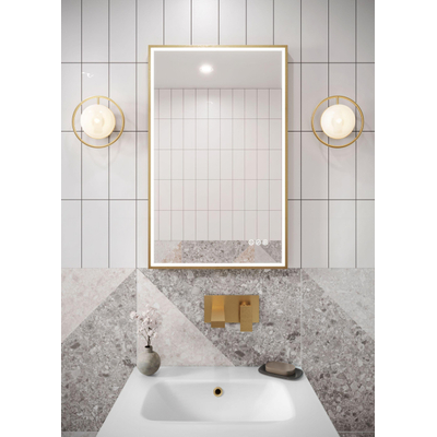 Crosswater MPRO spiegel met verlichting - 70x50cm - LED - verticaal/horizontaal - geborsteld messing (goud)