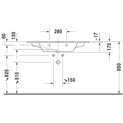 Duravit Me by starck Lavabo - 103x49cm - sans trou de robinet - avec trop-plein - blanc