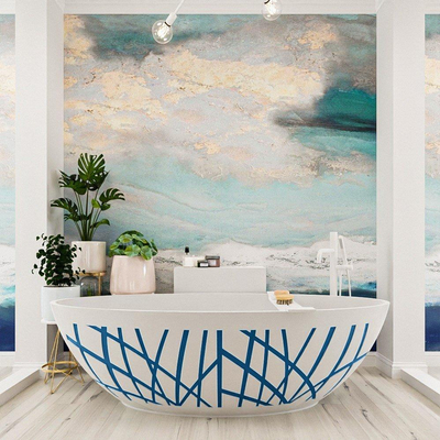 MONDIAZ HOLM DESIGN Baignoire autoportante - 180x85cm - Jeans / Talc