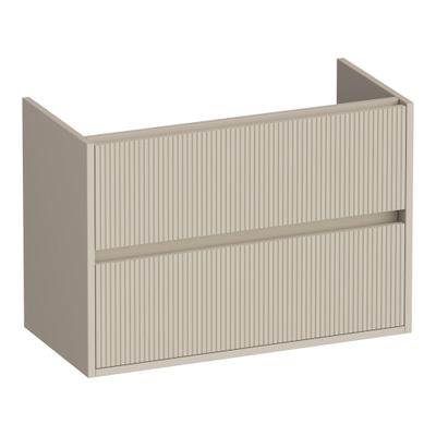 BRAUER Adore Wavy wastafelonderkast ondiep 80 2 softclose lades - greeploos - 1 sifon uitsparing - mat beige