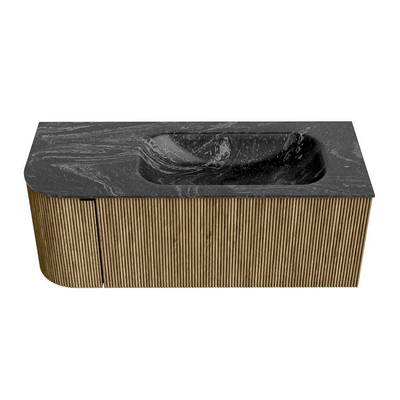Mondiaz KURVE-DLUX Badkamermeubelset - 115x46x40cm - 1 lade - 1 deur - wastafel solid surface - rechts - zonder kraangat - Dusk