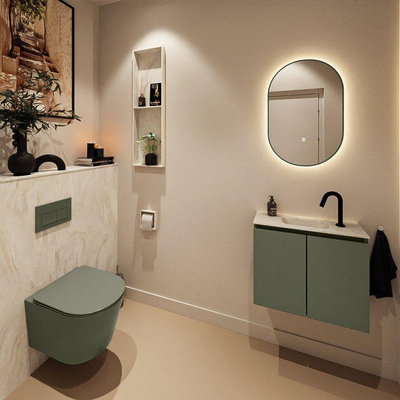 MONDIAZ TURE-DLUX 60cm toiletmeubel Army. EDEN wastafel Ostra positie midden. Met 1 kraangat.