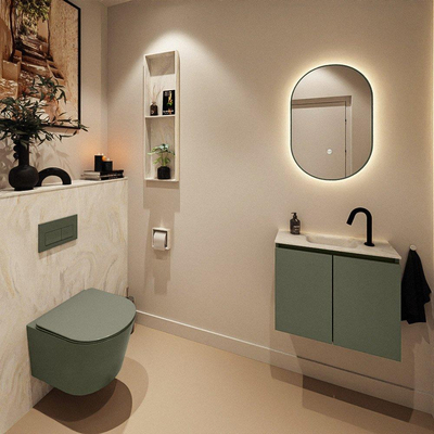 MONDIAZ TURE-DLUX Meuble toilette - 60cm - Army - EDEN - vasque Ostra - position centrale - 1 trou de robinet
