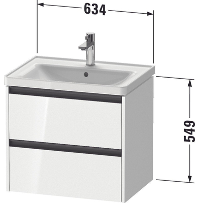 Duravit ketho 2 meuble sous lavabo avec 2 tiroirs 63.4x45.5x54.9cm avec poignées anthracite graphite mat