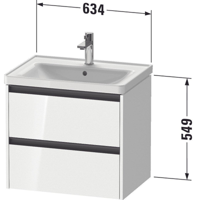 Duravit ketho 2 meuble sous lavabo avec 2 tiroirs 63.4x45.5x54.9cm avec poignées anthracite graphite super mat