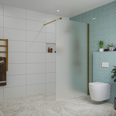 FugaFlow Eccelente Vetro inloopdouche - 110x200cm - mat glas - wandarm - Geborsteld koper PVD (Koper)