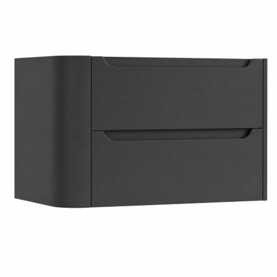 H&R Badmeubelen Juice Wastafelonderkast - 80x45x50cm - linkerhoek afgerond - 2 lades - geïntegreerde greep - antraciet mat