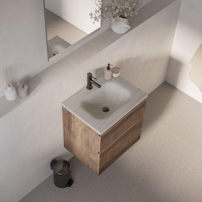 BRAUER Dune Medium Lavabo - 60cm - 1 vasque - 1 trou de robinet - pierre frittée - Ivory Travertin