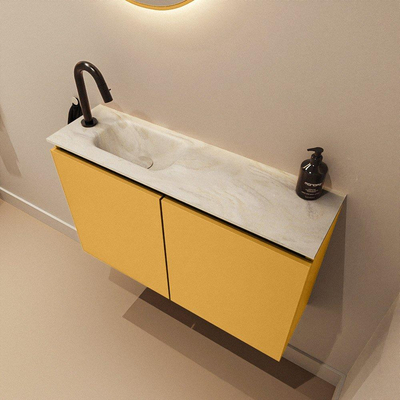 MONDIAZ TURE-DLUX 80cm toiletmeubel Ocher. EDEN wastafel Ostra positie links. Met 1 kraangat.