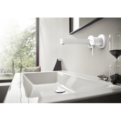 Hansgrohe Finoris 1 greeps wastafelkraan - inbouw - voorsprong 168 mm - met afvoerplug - mat wit