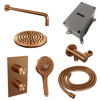 Brauer Copper Edition Colonne de douche encastrable 33 thermostatique 2 voies douche pluie 20cm avec inverseur Cuivre brossé