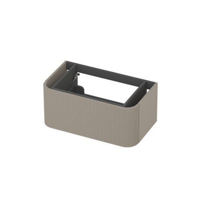 INK Concept R Meuble sous-lavabo - 80x45x35cm - 1 tiroir - poignées en applique - fraisé - coins arrondis - MDF laqué - coton crème mat