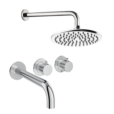 Crosswater MPRO Module inbouw regendoucheset – Ø20 cm hoofddouche – 2 hendels – vaste douchehouder – baduitloop – chroom