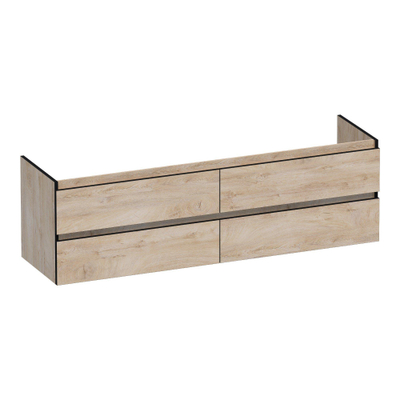 BRAUER Joy Edge wastafelonderkast 160 4 softclose lades - greeploos - 2 sifon uitsparingen - Forest Wheat