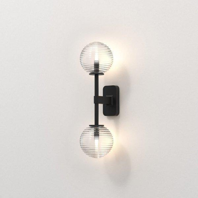 Astro Tacoma Twin Applique murale - 2x verre clair cannelé - 2x G9 - noir mat