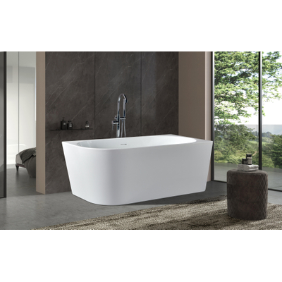 FugaFlow Eccelente Calma baignoire d'angle demi-îlot - droite - 180x80x58cm - avec vidage - acrylique - blanc brillant