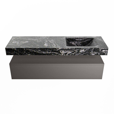 MONDIAZ ALAN - DLUX Badkamermeubelset - 150cm - onderkast - Dark grey - 1 lade - vrijhangende wastafel - wasbak rechts - 0 kraangaten - Lava