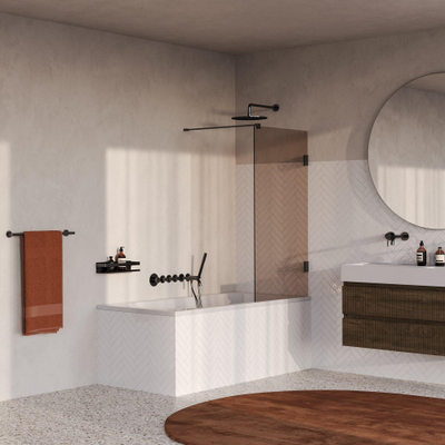 BRAUER Void paroi de baignoire - 80x140 - verre bronze - incl. revêtement en verre - PVD gunmetal brossé