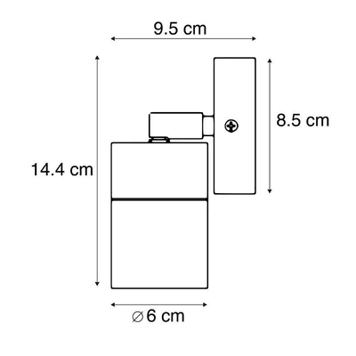 QAZQA Solo Wandlamp - 1 lamp - 6cm - IP44 - Cilinder - Zwart