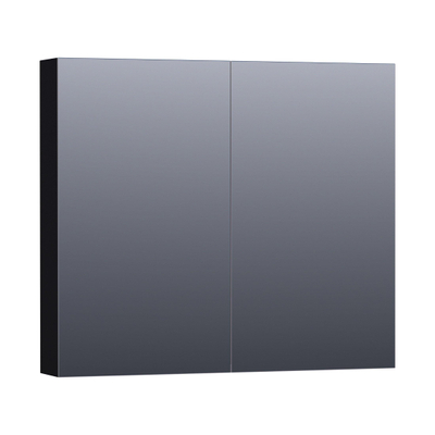 BRAUER Dual Spiegelkast - 80x70x15cm - 2 links- rechtsdraaiende spiegeldeur - MDF - mat zwart