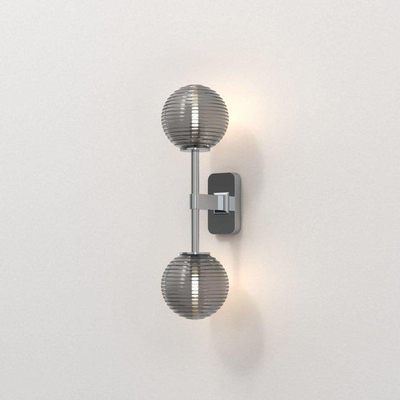 Astro Tacoma Twin Wandlamp/Plafondlamp - 230V - IP44 - bol - geribbeld - smoke glas - chroom