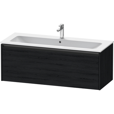 Duravit Ketho.2 Wastafelonderbouwkast - met 1 lade - voor enkele wastafel - 121x48x44cm - met greep antraciet - eiken zwart mat