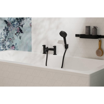 Hansgrohe Zesis mitigeur bain sur gorge - deux poignées - avec douchette - noir