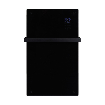 Eurom Alutherm Radiateur convecteur - 81.5x43.8cm - IP24 - 1200watt - wifi - sol/mur - Vertical - métal/verre noir mat