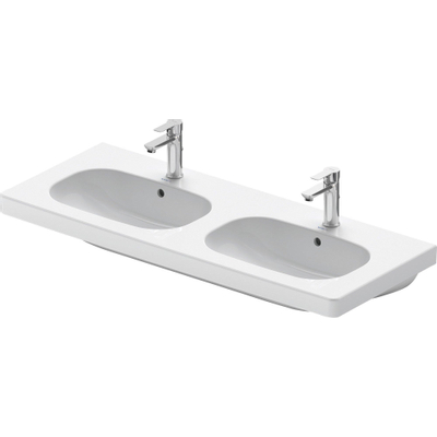 Duravit D-code Dubbele wastafel - 120x49cm - met 2 kraangaten - met overloop - wit