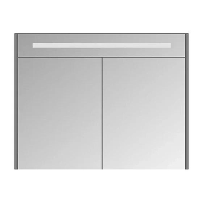 Basic Armoire de toilette 2 portes simple miroir sur un côté avec éclairage intégré à LED (indiquez la couleur lors de la commande) 120x14x74cm DESTOCKAGE