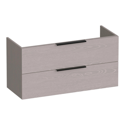 BRAUER Elevate meuble sous-lavabo peu profond 100 sans poignées rapportées 2 tiroirs à fermeture en douceur et 1 découpe pour siphon - Timber Greige