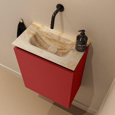 MONDIAZ TURE-DLUX Meuble toilette - 40cm - Fire - EDEN - vasque Frappe - position centrale - sans trou de robinet