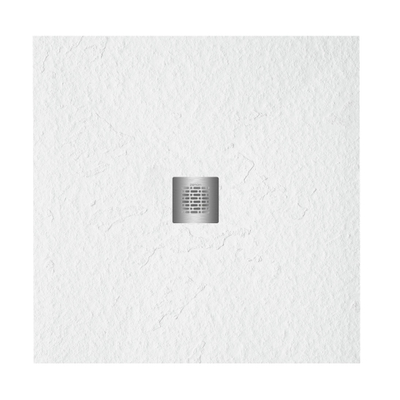 FugaFlow Eccelente Bac à douche Anto - 80x80cm - antidérapant - antibactérien - marbre minéral - carré - blanc mat