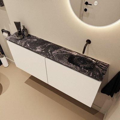 MONDIAZ TURE-DLUX meuble WC 120 cm Talc. EDEN lavabo Lava position à droite. Sans trou de robinet.