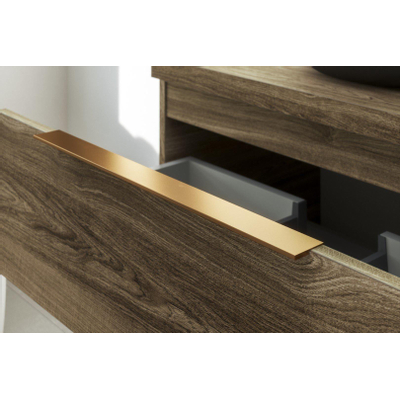 Thebalux type meuble 120x45x50cm 1x niche poignée en saillie cuivre 1 tiroir à fermeture douce poignée standard mdf/panneau de particules/métal bois carbone
