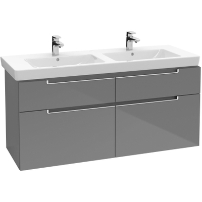 Villeroy & Boch Subway 2.0 wastafelonderkast - 128.7x59x44.9cm - glans grijs