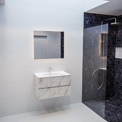Mondiaz VICA Meuble Carrara avec 2 tiroirs 80x50x45cm vasque lavabo Cloud centre 1 trou de robinet