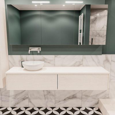 ENSEMBLE DE MEUBLE MONDIAZ LUSH - 180 cm - 2 tiroirs - lavabo BARCO - vasque à gauche - 0 trous de robinet - sous-couche