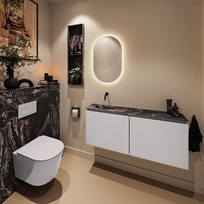 MONDIAZ TURE-DLUX meuble WC 120 cm Cale. EDEN lavabo Lava position gauche. Sans trou de robinet.
