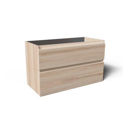 Saniclass Prime Vita Meuble de salle de bain - 100x46x60cm - plan de toilette - sans trou de robinet - 2 tiroirs - chêne clair