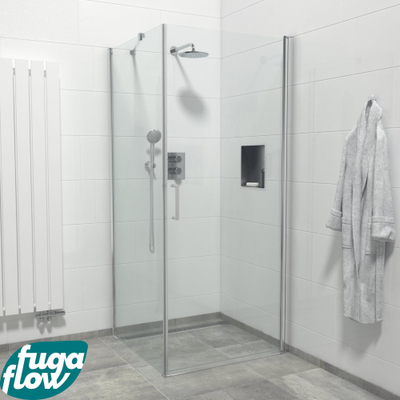 FugaFlow Efficiente Vetro Cabine de douche - 1 porte pivotante - Paroi latérale - 90x90x200cm - verre de sécurité 6mm - anti-calcaire - chrome