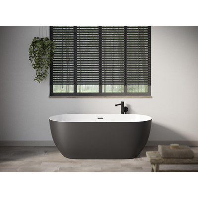 Looox Chill baignoire îlot - 170x80x60cm - Acrylique - blanc brillant / noir mat
