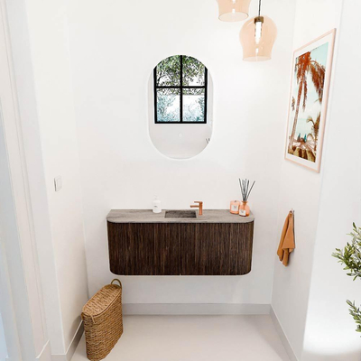 Mondiaz JOYA-DLUX 103.2cm toiletmeubel - ronding links en rechts kleur Walnut - Wastafel FAYE positie Midden 1 kraangat kleur Oza.