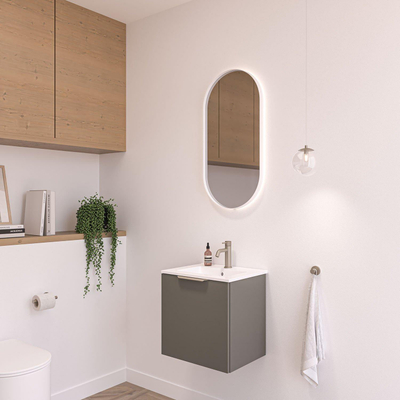 INK SP21 miroir – ovale – 40 x 80 cm – LED indirecte – chauffage de miroir – Blanc mat