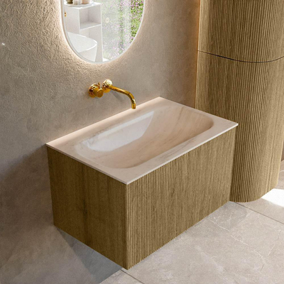 MONDIAZ KURVE-DLUX Meuble de salle de bains 70cm couleur Dusk avec 1 tiroir et 0 portes. Lavabo BIG SMALL Milieu sans trou de robinet Meli.