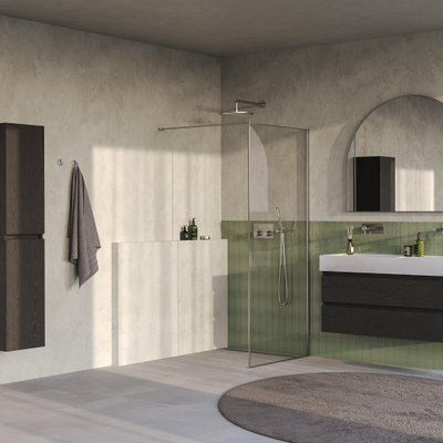 BRAUER Collision Paroi de douche à l’italienne - 90x200 - verre transparent - incl. traitement anticalcaire - inox brossé PVD