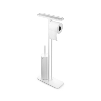 Brabantia MindSet Toiletbutler - toiletrolhouder - toiletborstelhouder - gesloten - plateau - mineral fresh white
