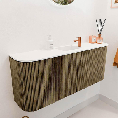Mondiaz JOYA 103.2cm toiletmeubel - ronding links en rechts kleur Dusk - Wastafel FAYE positie Midden 1 kraangat kleur Talc.